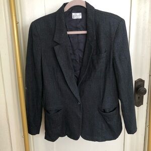 Elegant Charcoal Pinstripe Women's Blazer